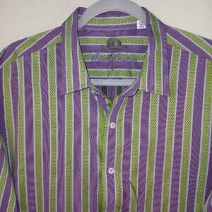 ROBERT GRAHAM PURPLE AND GREEN STRIPED LONG SLEEVE BUTTON DOWN XL MENS